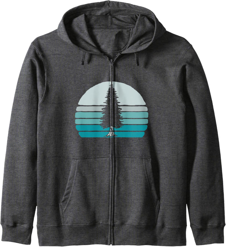 Simple Tree Vintage Pine & Minimalist Retro Sunset 80s Kapuzenjacke