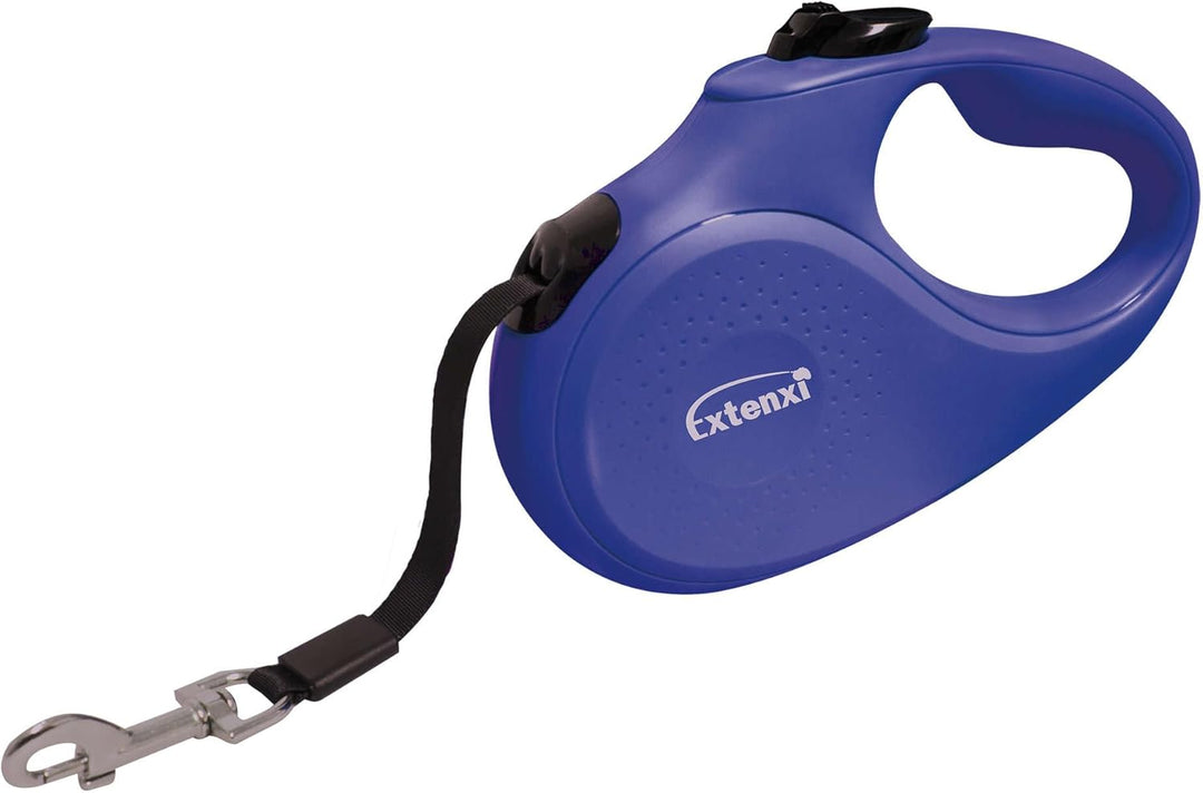 Hundeleine mit Aufrollfunktion – einziehbare Leine für Hunde, blau bis 15 kg – Länge 5 m, Grösse S,