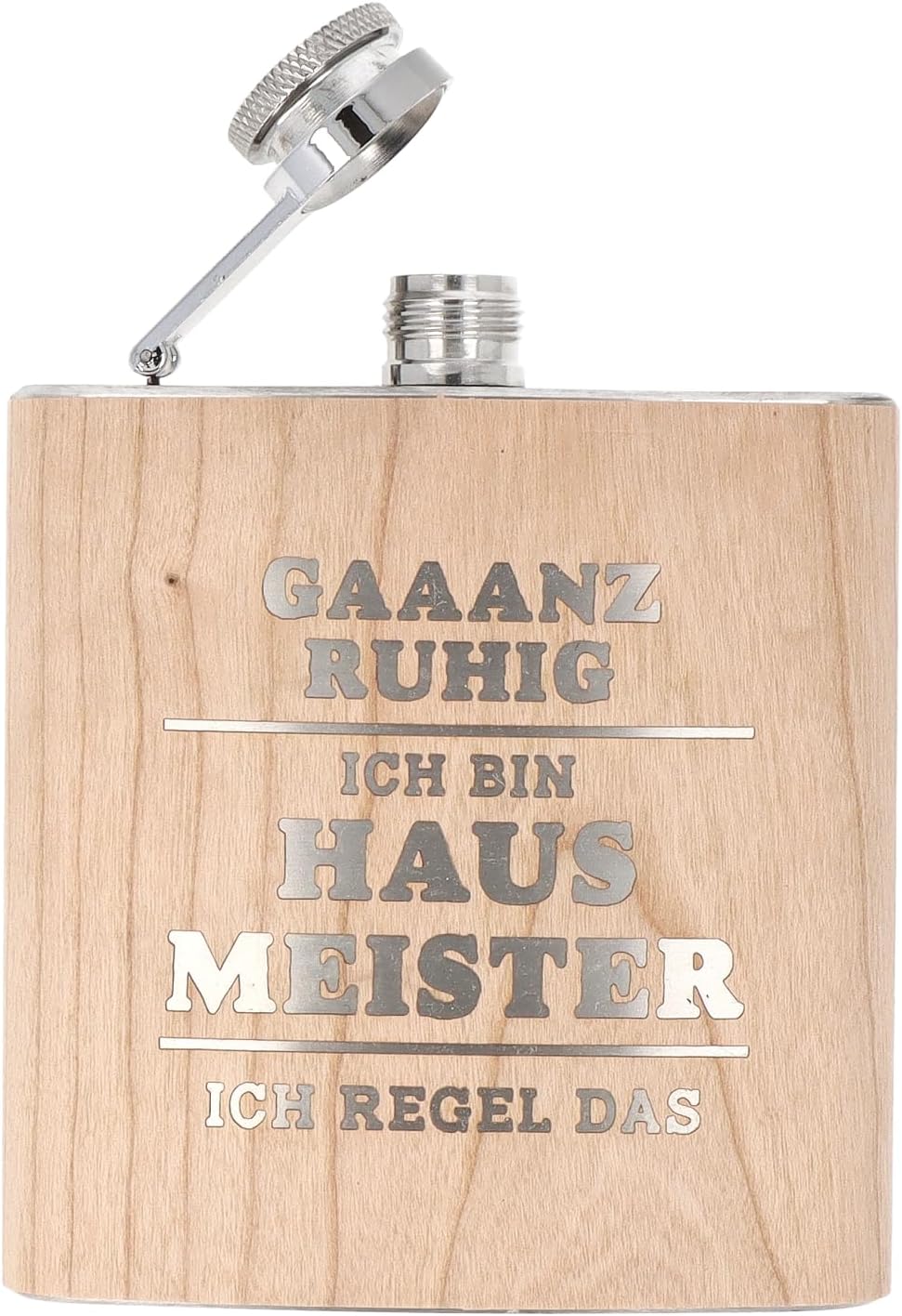 Spruchreif | Flachmann aus Edelstahl mit Gravur | Flachmann aus Holz | Outdoor Geschenk | Geschenkid