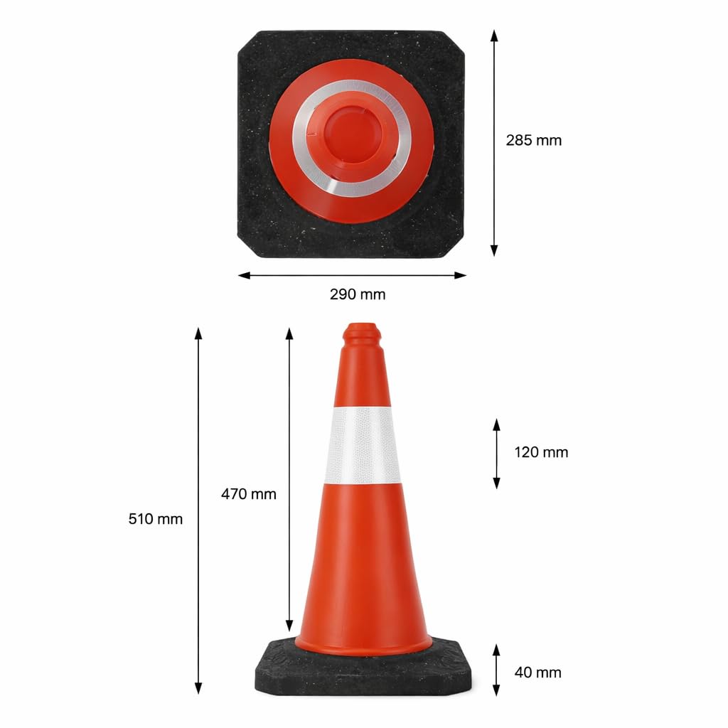 Easy Act Verkehrskegel, 20 Verkehrshütchen mit reflektierendem Streifen, 51 cm hoch, faltbare Leitke
