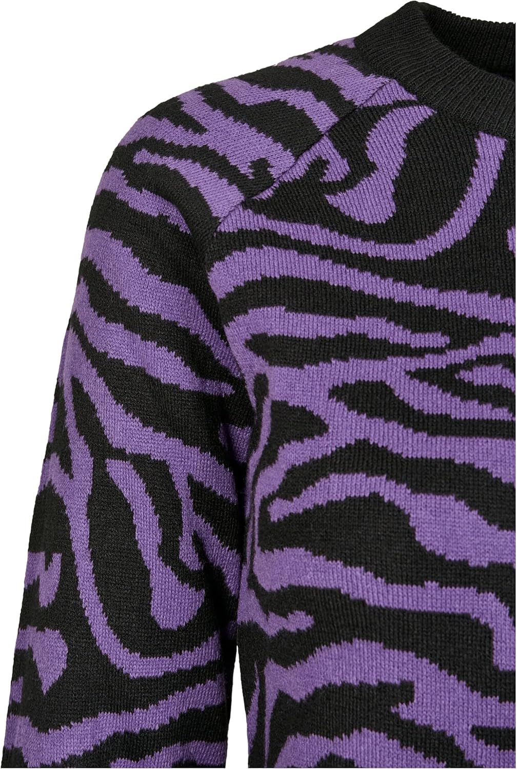 Urban Classics Damen Ladies Short Tiger Sweater Pullover, Mehrfarbig (Blk/Pur 00040), Small (Herstel