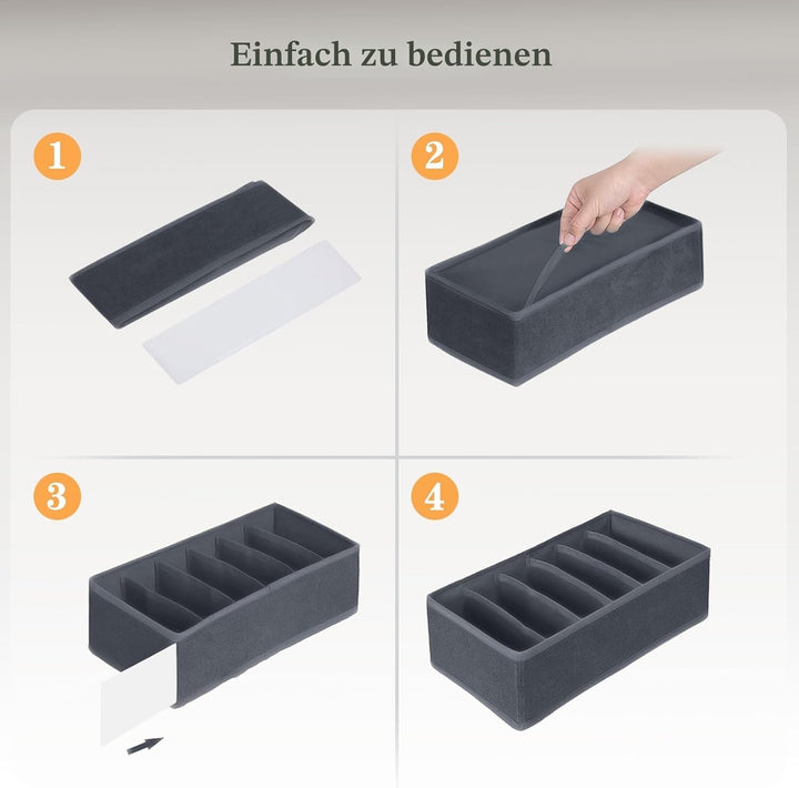 Yucch 8er Set Unterwäsche-Organizer – Faltbare Stoffboxen für Kleiderschrank, platzsparendes Ordnung