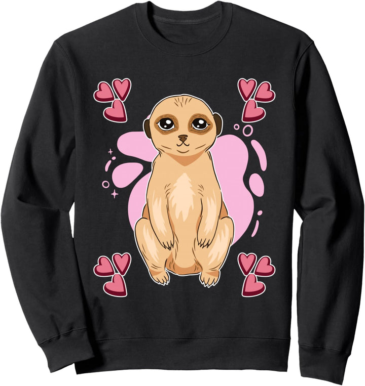 Damen Erdmännchen Zeichnung Mädchen Erdmännchen Sweatshirt