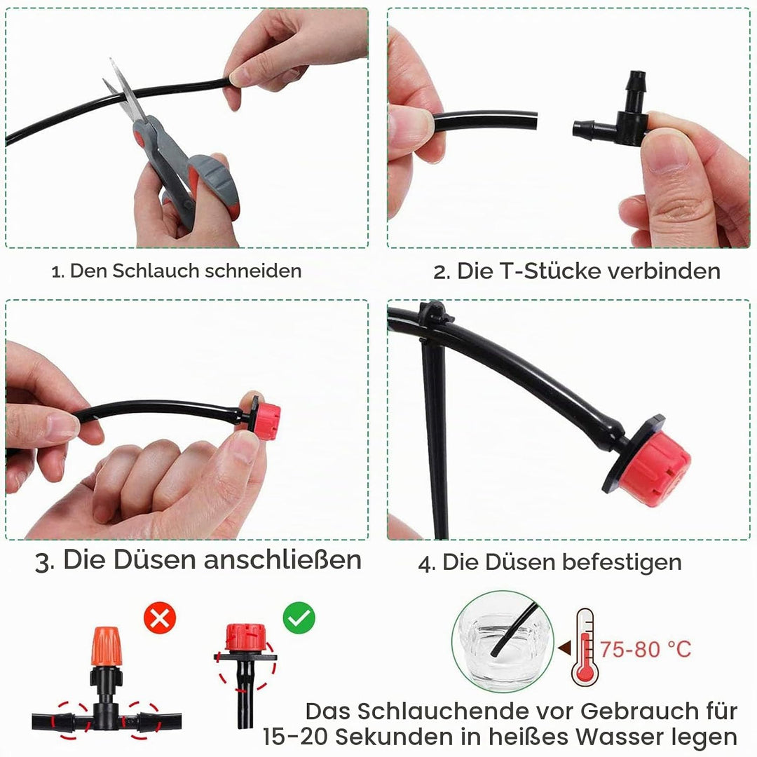 ANJUN 50m Garten BewässerungsSystem, 200 Pcs Garten Bewässerung Kit, Automatik Tröpfchenbewässerung