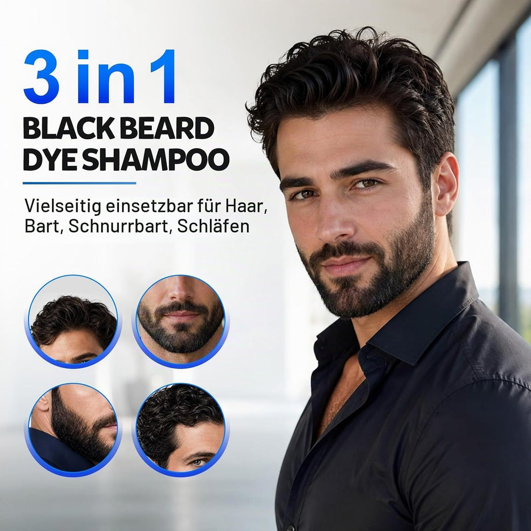 Schnurrbart und Bart Schwarz Farbstoff For Men,Graue Haare an Bart und Schläfen abdecken,Schnelle An