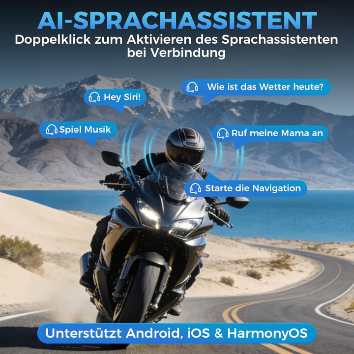C8 Pro Motorrad Headset mit Gegensprechanlage, Helm Kommunikationssystem für 2 Personen, HD Lautspre
