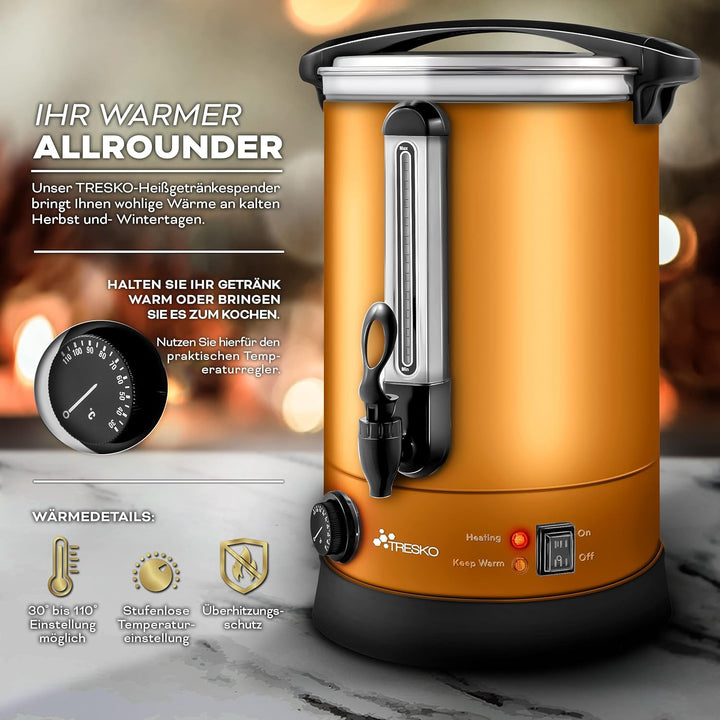 TRESKO® Glühweinkocher 20L / 2500W Einkochautomat aus Edelstahl Glühweinkessel Glühweinautomat Heiss