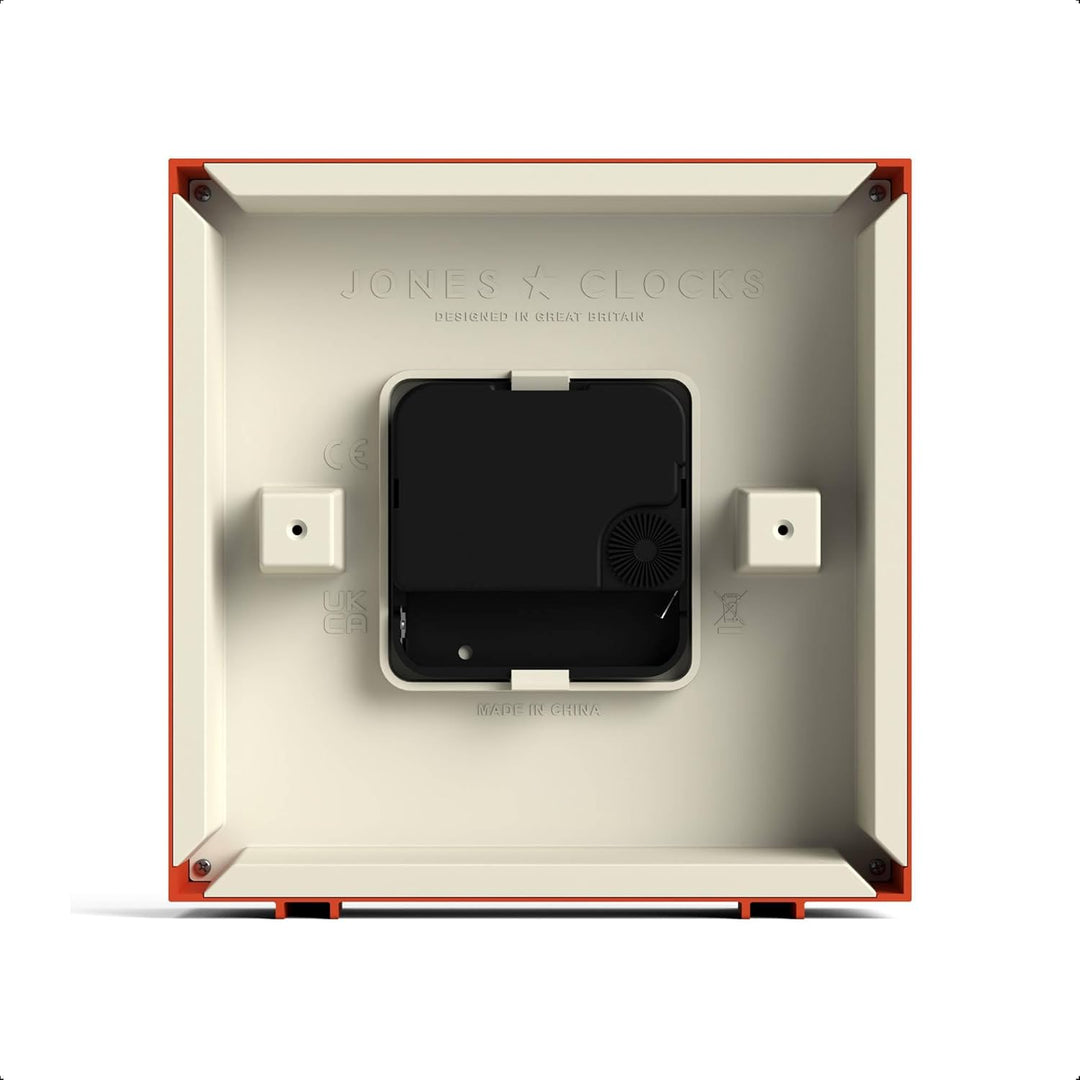 JONES CLOCKS® 'Disco' Schreibtischuhr – Elegantes quadratisches Design in Orange, stilvoll und gut a