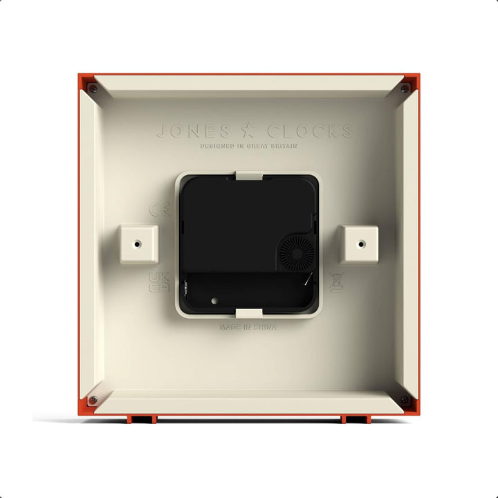 JONES CLOCKS® 'Disco' Schreibtischuhr – Elegantes quadratisches Design in Orange, stilvoll und gut a