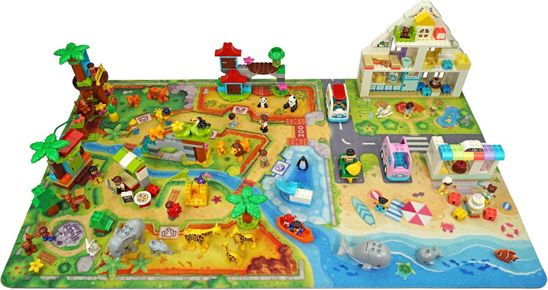 HuggyPlay Spielteppich Zoo Kinderteppich 90 x 150 cm, Zoo