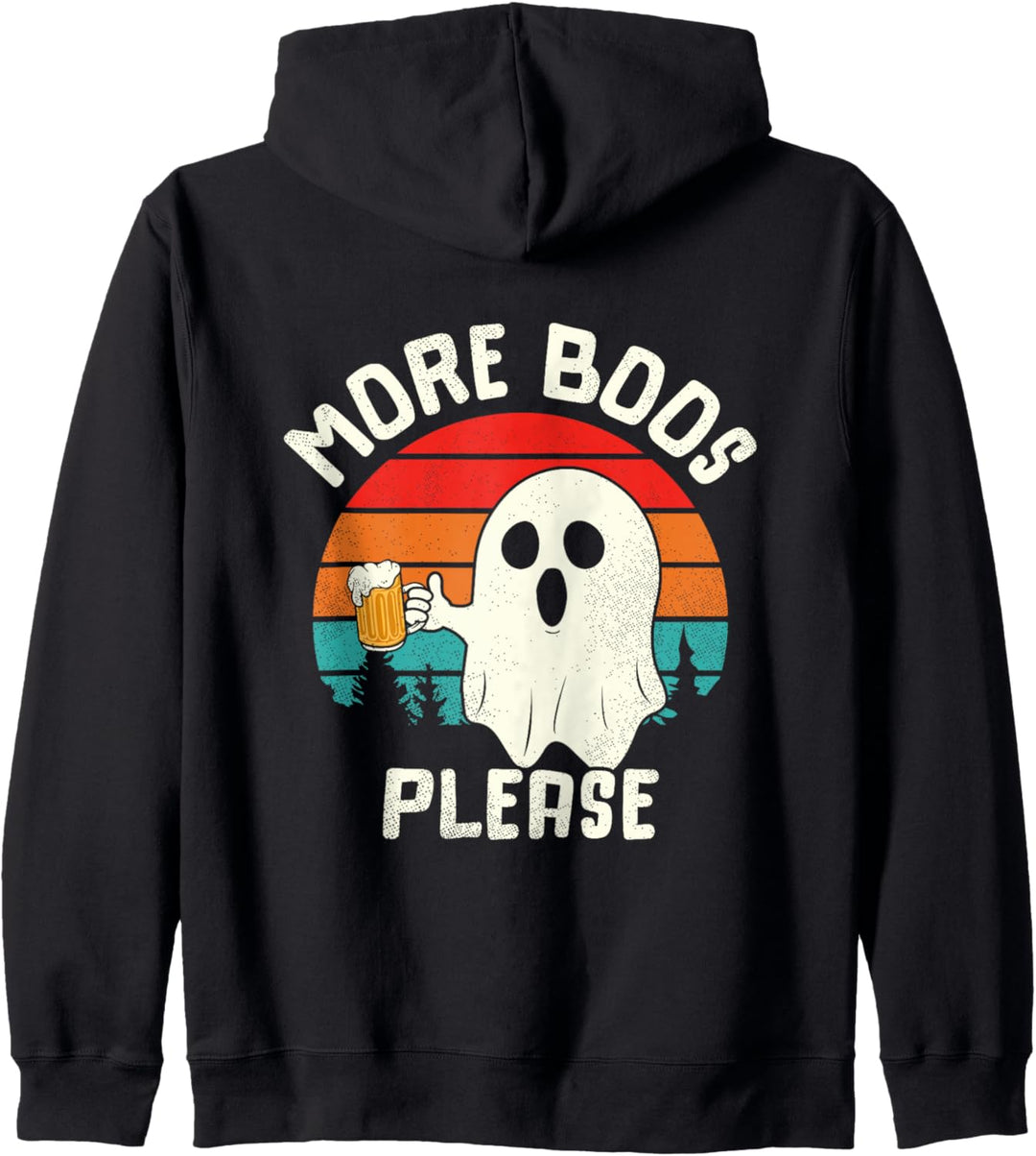 More Boos Please Funny Retro Beer Halloween Ghost Herren Kapuzenjacke