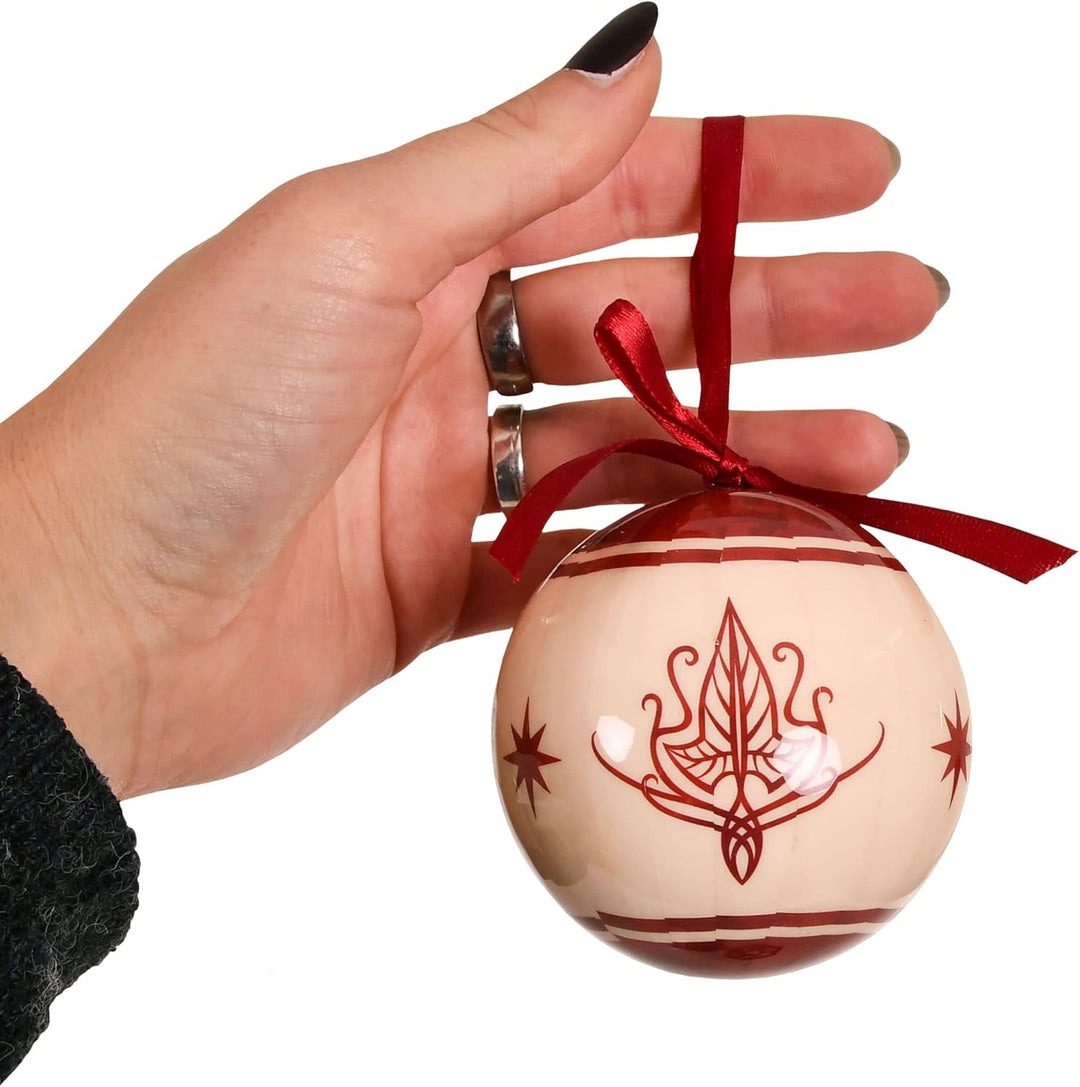 Elbenwald Herr der Ringe Weihnachtsbaumkugeln mit Mittelerde Motiven Krone und weisser Baum von Gond