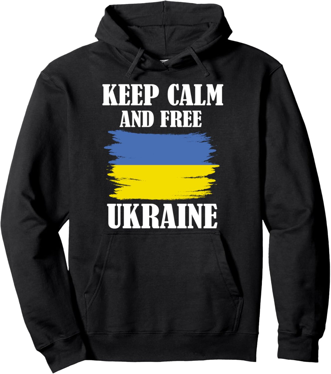 Keep Calm & Free Ukraine, Freedom for Urkraine Flagge Pullover Hoodie