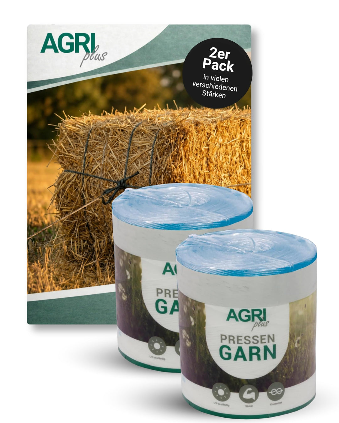 AGRI plus 1 Doppelpack Pressengarn/Erntegarn (10 kg - Für Hochdruckballen 400 m/kg, Blau) 10 kg - Fü