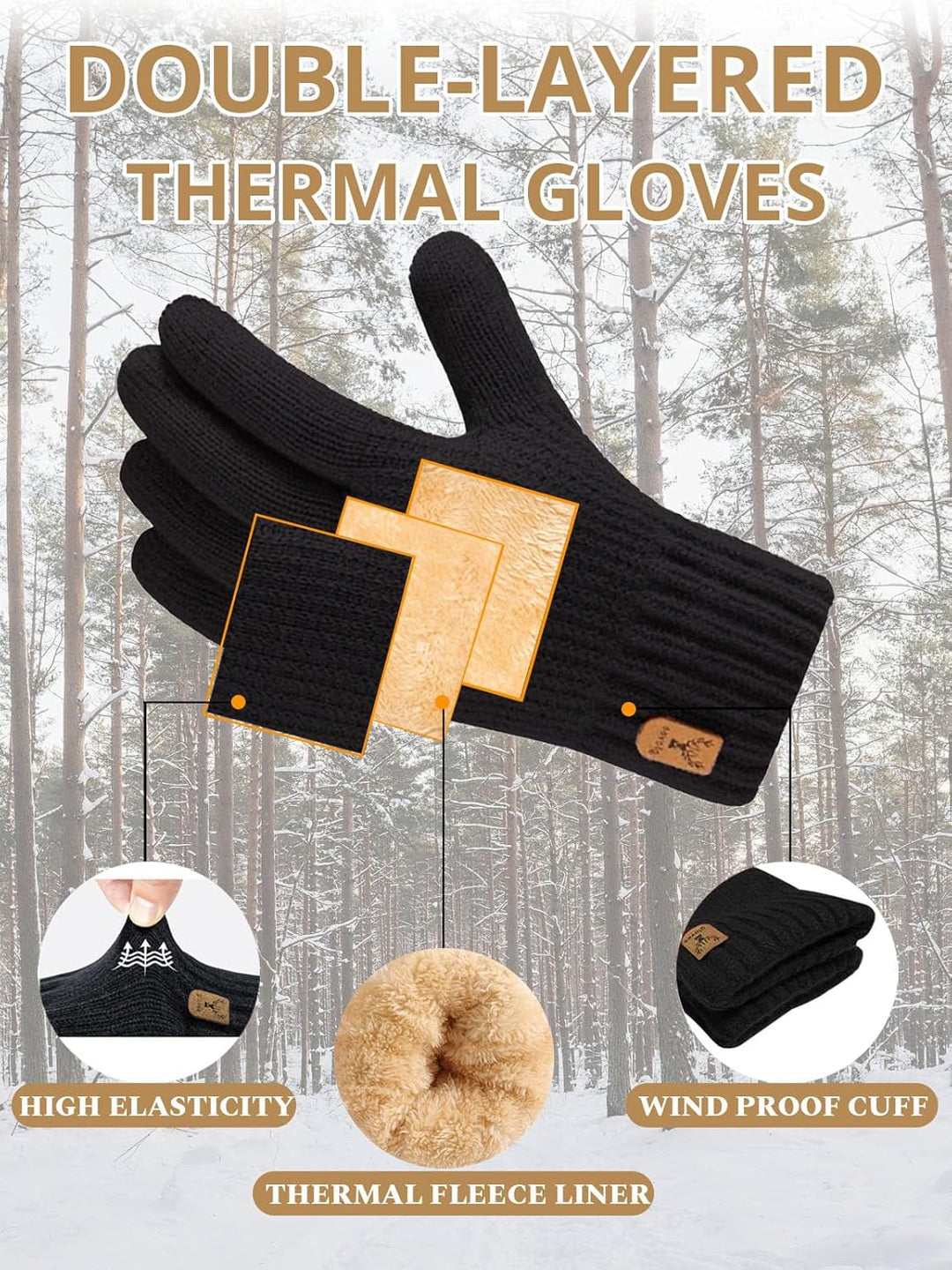 Winterhandschuhe für Damen Herren Touchscreen Thermohandschuhe mit Warme Fleecefutter für Kaltes Wet