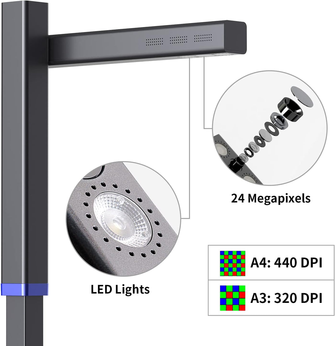 CZUR Shine Ultra Pro 24 MP Professionelle Dokumentenkamera Faltbarer Dokumentenscanner A3 Buchscanne
