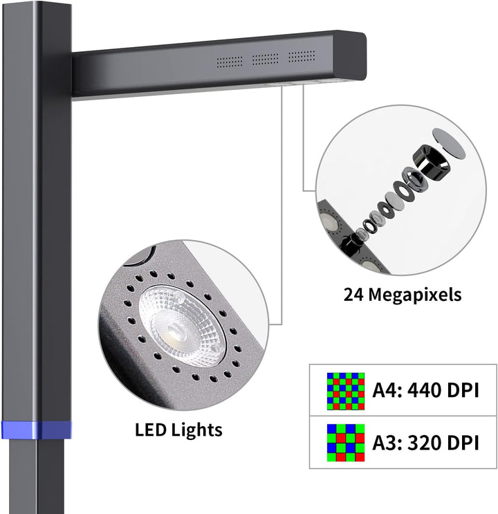 CZUR Shine Ultra Pro 24 MP Professionelle Dokumentenkamera Faltbarer Dokumentenscanner A3 Buchscanne