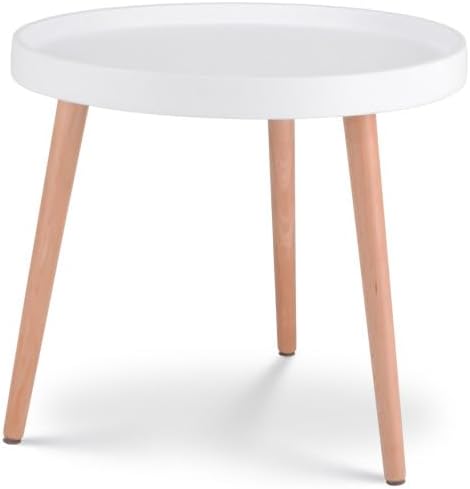 Kosmi Couchtisch, rund, aus Holz, Ø 50 cm, Joana, skandinavischer Stil, Weiss, Weiss