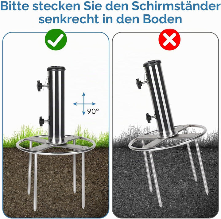 efuturetime Schirmständer Erdspiess φ54 mm Sonnenschirmständer Edelstahl Rasendorn Sonnenschirmhalte