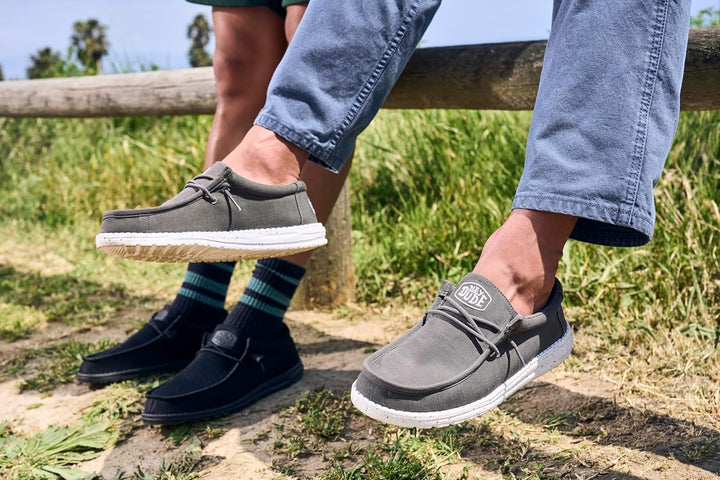 HEYDUDE - Wally Sox Stitch Herren - Slip on Schuhe - Herren Loafers, Black White 40 EU Shade, 40 EU
