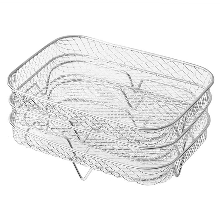 Air Fryer Rack, 304 Edelstahl Heissluftfritteuse Grillrost Dehydrate Rack Multifunktional Stapelbar