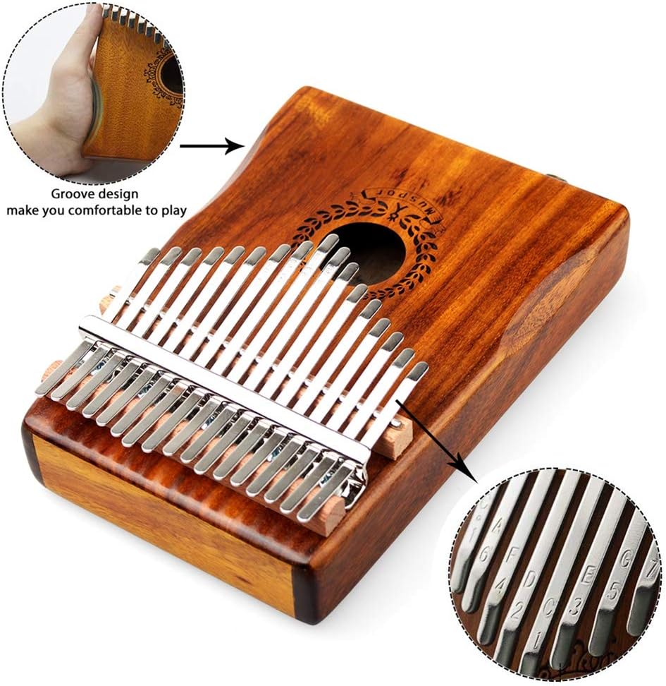 Alnicov Acacia EQ Kalimba mit 17 Tasten, elektrischer Finger-Daumen-Klavier Eingebauter Tonabnehmer