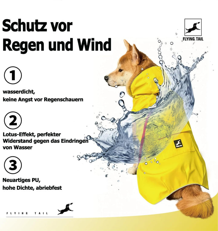 Nicht steif, superweiche Haptik Hunde-Regenmantel, reflektierend, verstellbar, einfach anzuziehen, L