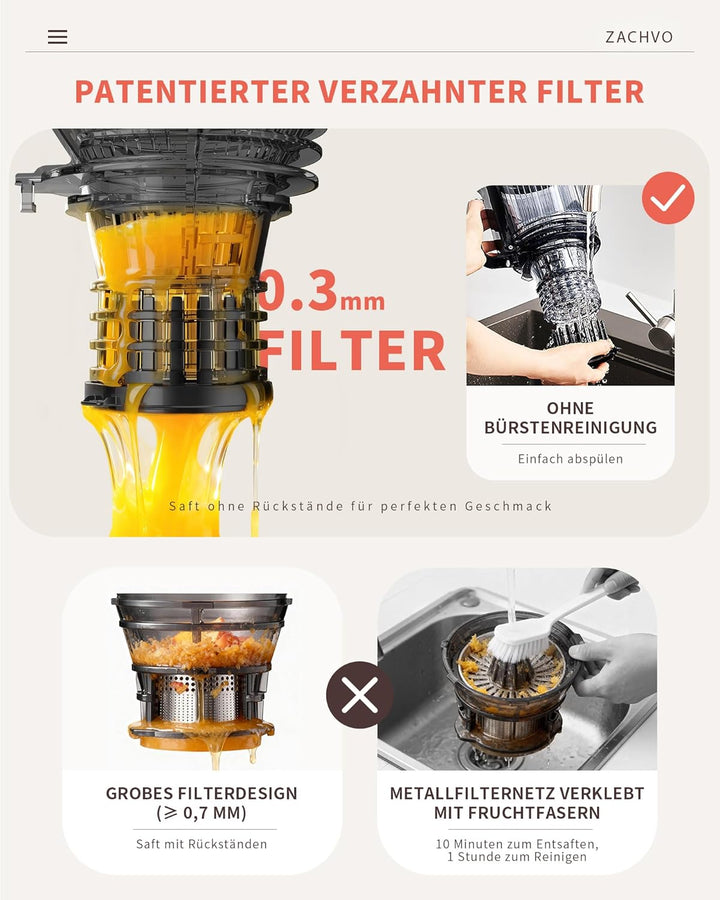 Entsafter Gemüse und Obst Testsieger – Slow Juicer mit 130 mm Extra Breitem Einfüllschacht, Kaltpres