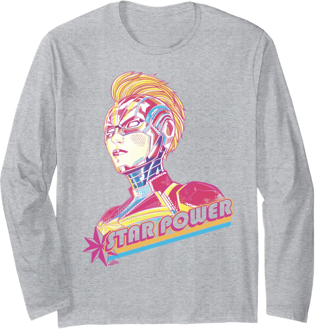Captain Marvel Star Power Neon Portrait Langarmshirt