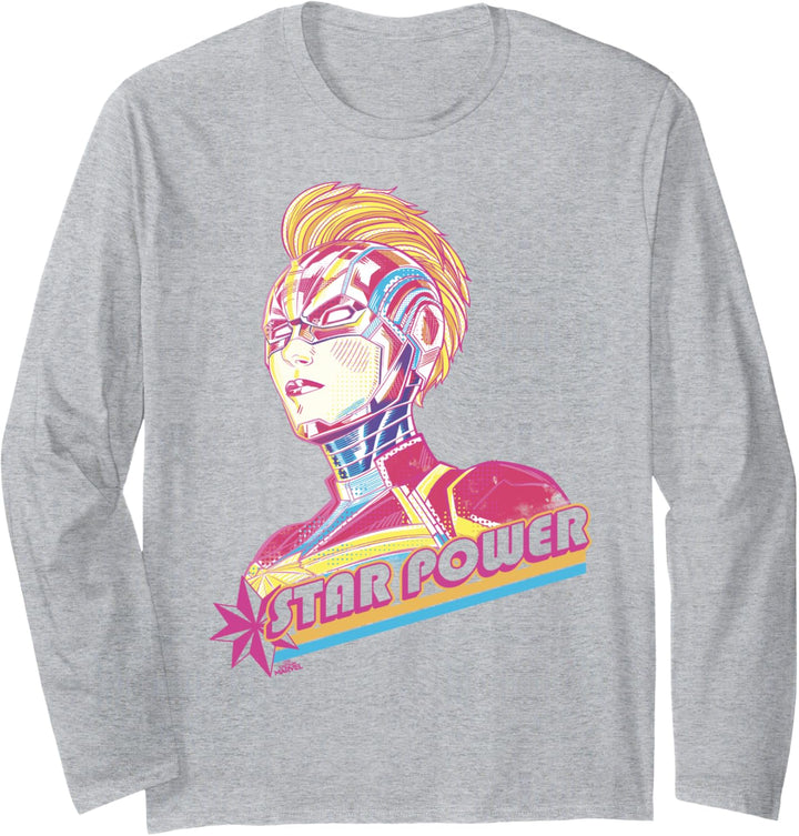 Captain Marvel Star Power Neon Portrait Langarmshirt