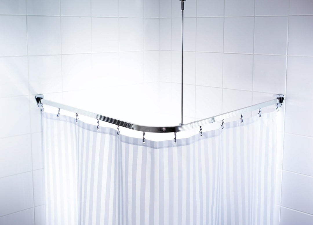 RIDDER 52500 Duschvorhangschiene, Duschvorhangstange, ca. 90 x 90 x 90 cm, Aluminium, verchromt 90x9