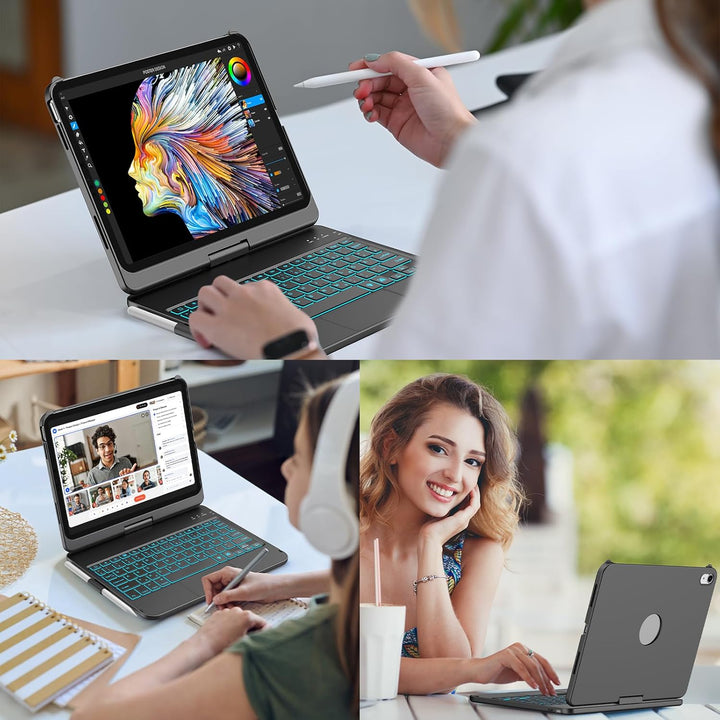 aMZCaSE für iPad 10. Generation 2022/A16 11.Generation 2025 (10,9/11 Zoll) Hülle mit Tastaturhülle,T