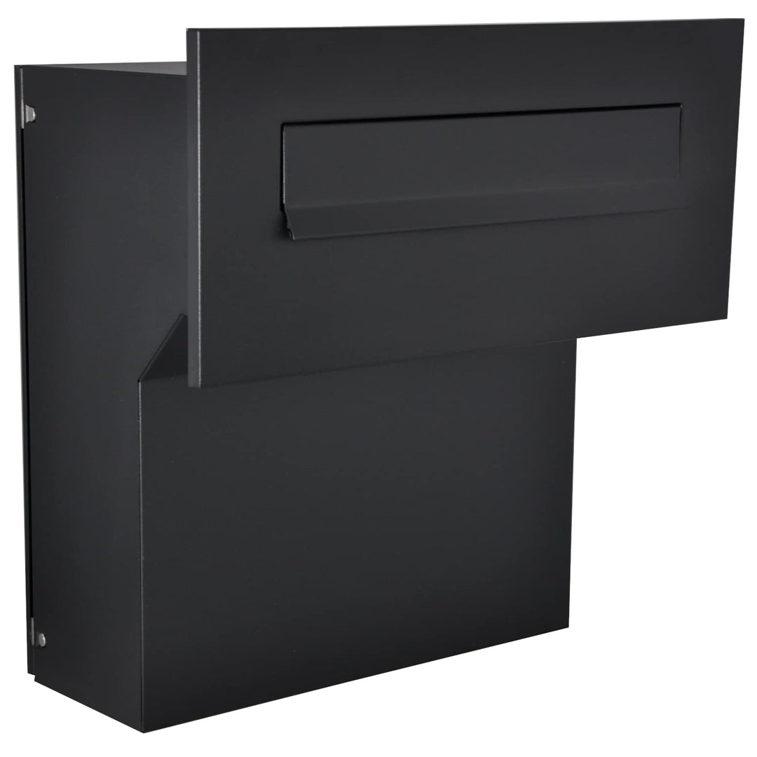 Mauerdurchwurf Briefkasten Schwarz matt C4 190-260 [mm] 3 Schlüssel Einbaubriefkasten Durchwurfbrief