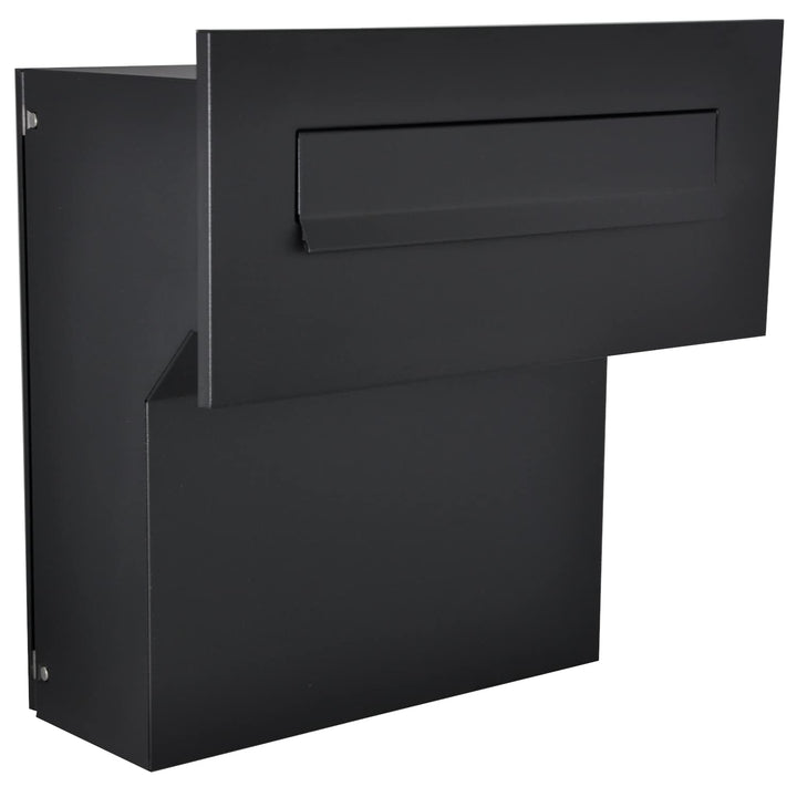 Mauerdurchwurf Briefkasten Schwarz matt C4 190-260 [mm] 3 Schlüssel Einbaubriefkasten Durchwurfbrief