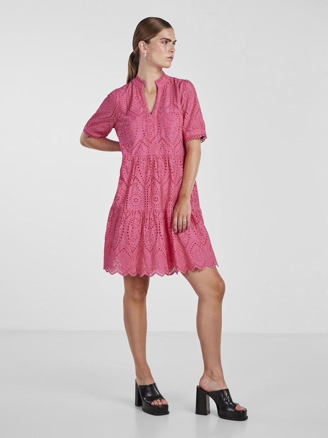 YAS Damen Yasholi Ss Dress S. Noos Kleid S Fandango Pink, S Fandango Pink