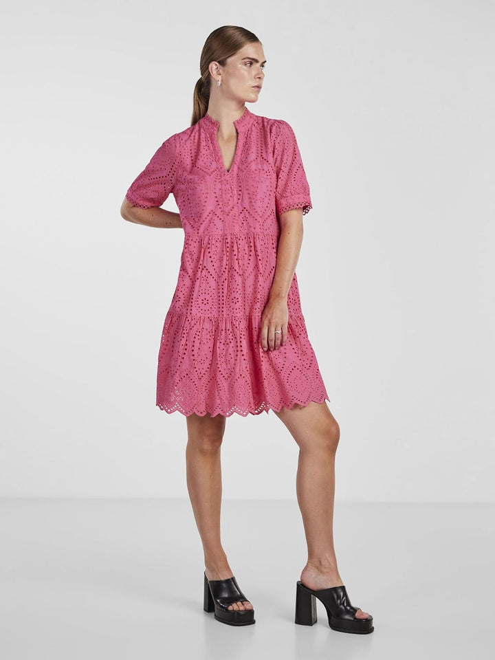 YAS Damen Yasholi Ss Dress S. Noos Kleid S Fandango Pink, S Fandango Pink