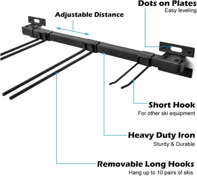 ANTOPY Ski-Aufbewahrungsregal Snowboard-Gestell Wandhalterung Hochleistungs-Metall-Ski-Wandregal Hal