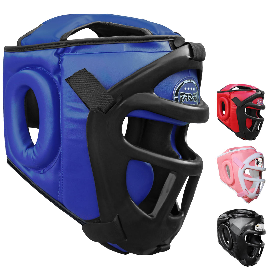 Farabi Sports Kopfschutz Frontbügel Grillschutz Krav MAGA Kickboxen Kopfschutz XL Blue, XL Blue