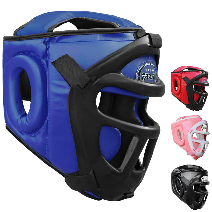 Farabi Sports Kopfschutz Frontbügel Grillschutz Krav MAGA Kickboxen Kopfschutz S Blue, S Blue