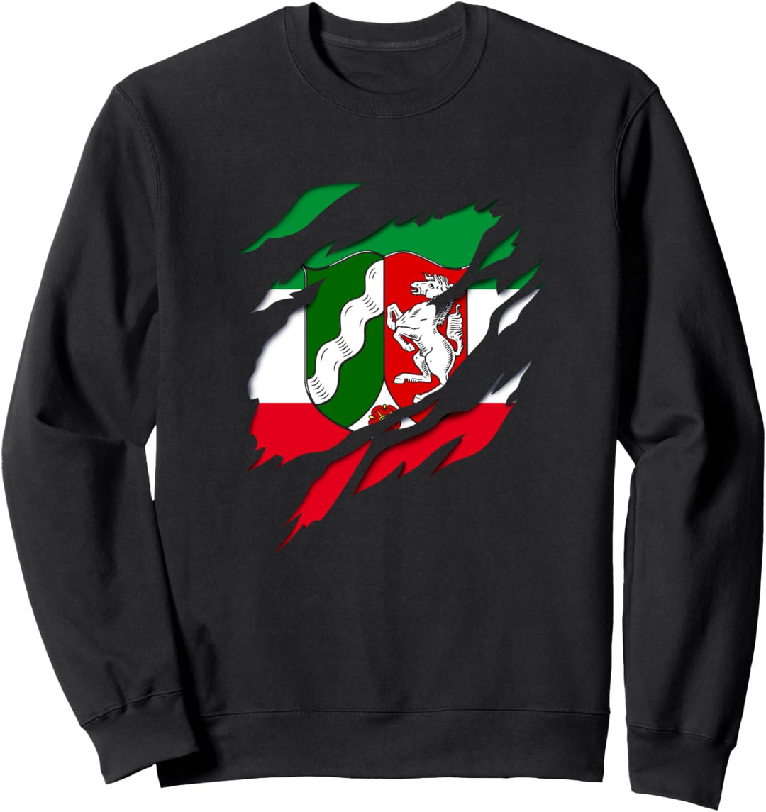Land Nordrhein Westfalen Deutsche Fahne und Wappen Sweatshirt