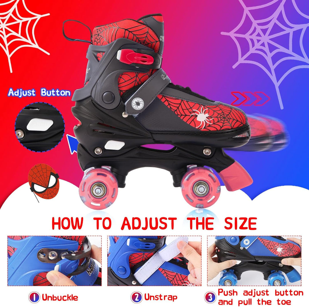 Nattork Kinder Rollschuhe für Jungen und Mädchen, 4 Grössen verstellbar, Quad Skates mit leuchtenden