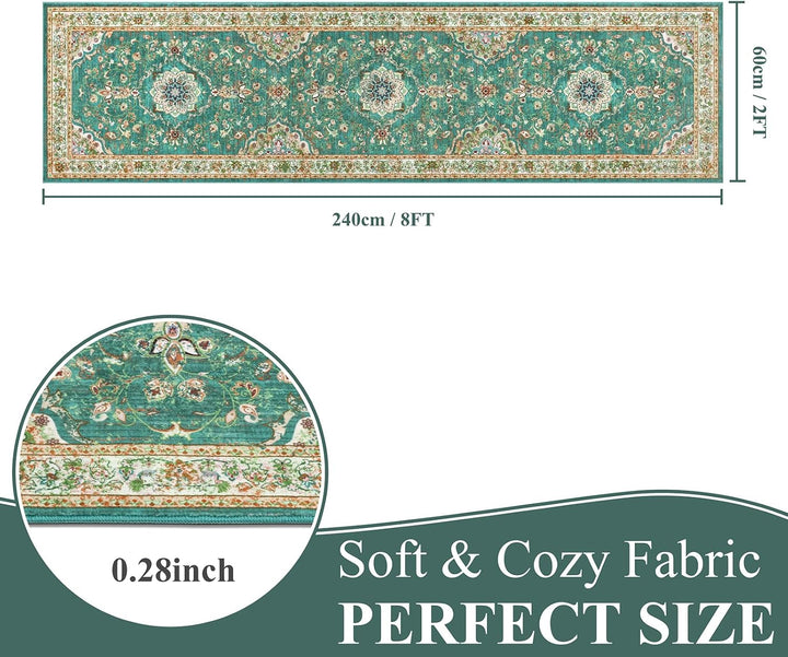 Enyhom Teppich Läufer Flur 60 x 240 cm, rutschfest Washchbar Küchenteppich Modern Weich Kurzflor Blu