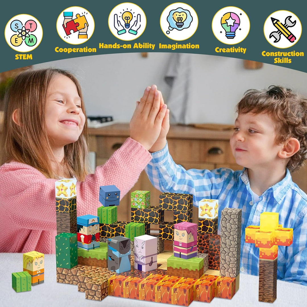 Magnetische Bausteine Blöcke 200 Stück 2.5CM Leuchtende Magnetbausteine für Kinder Magnetspiele Baus