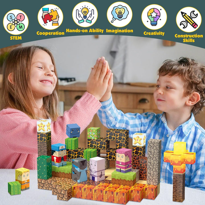 Magnetische Bausteine Blöcke 200 Stück 2.5CM Leuchtende Magnetbausteine für Kinder Magnetspiele Baus
