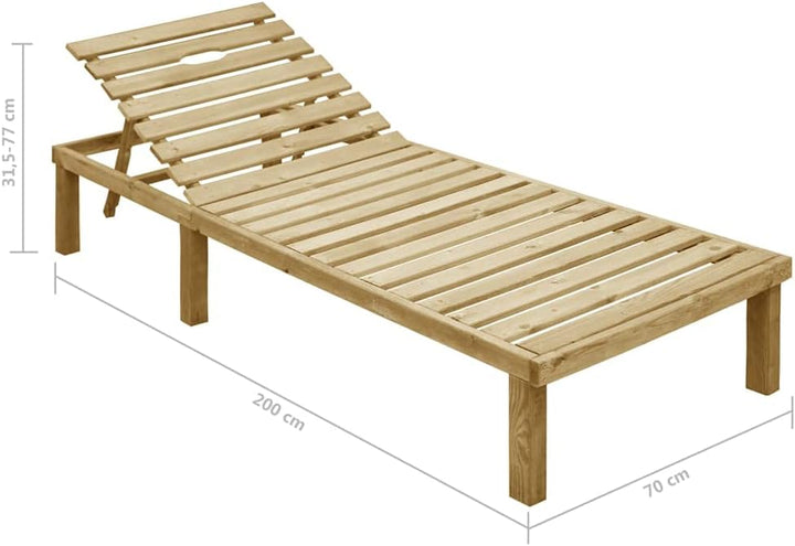 vidaXL Kiefernholz Imprägniert Sonnenliege mit Roter Auflage Gartenliege Relaxliege Holzliege Liege
