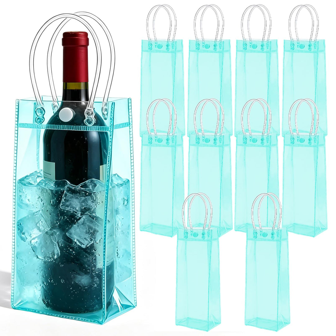 10 Stück Flaschenkühler: Flaschenkühler Ice Bag, 11 * 11 * 26cm PVC Eisbeutel Sektkühler, Auslaufsic