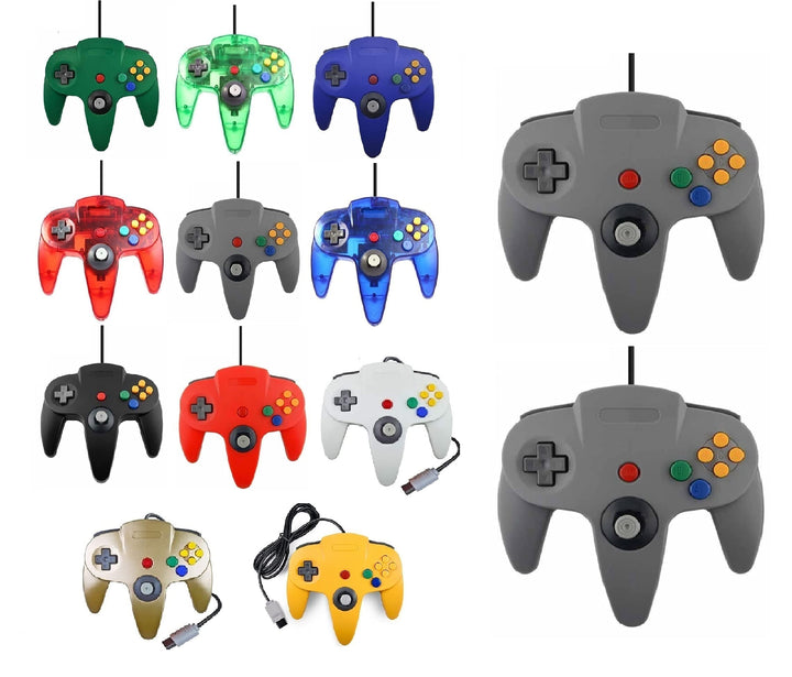 2 Controller Für Nintendo 64 N64 Farbe nach Wahl Kabelgebunden Gamepad Joypad (2X Grau), 2x Grau