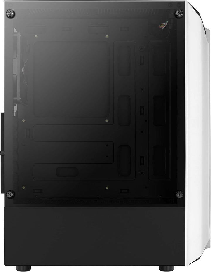 AeroCool BIONICV1WH Weiss, RGB Gaming PC-Gehäuse, Gehärtetes Glas + 12cm-Lüfter Weiss BIONICV1, Weis