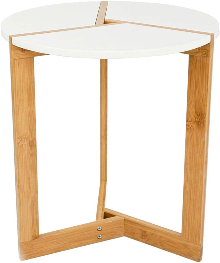 DuneDesign Nordic Style Beistelltisch - 40 x 45 cm Holz Tisch Rund - Couchtisch Nachttisch Weiss