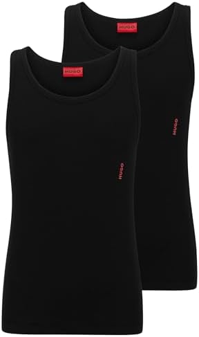 HUGO Herren Tank TOP Twin Pack Zweier-Pack Tanktops aus Stretch-Baumwolle mit Logo S New - Black1, S